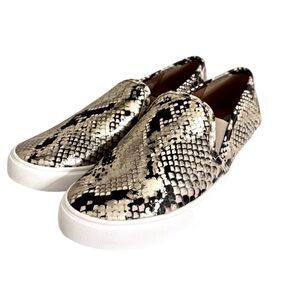 Steve Madden Black and Cream Snake Print Sneakers 7.5 Like New